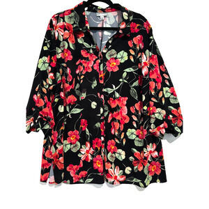 Catherines Women's Plus Size 2x The Timeless Blouse Floral tropical boho beachy‎